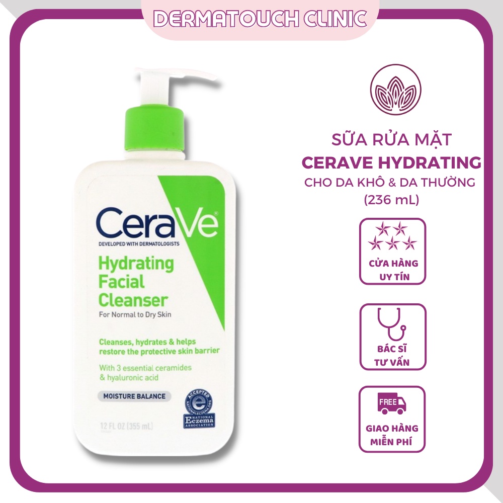 Sữa rửa mặt Cerave Hydrating (Xanh lá 236ml)