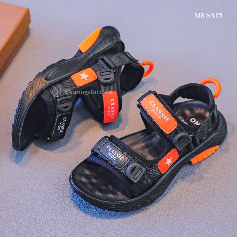 Giày sandal cho bé trai từ 3-12 tuổi màu đen nhẹ êm SA15(form nhỏ)