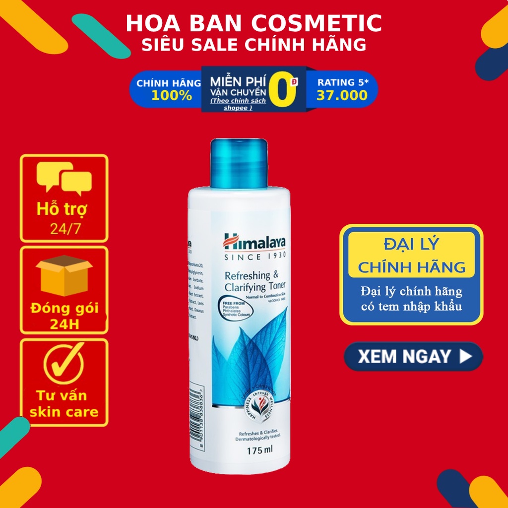 Nước hoa hồng làm sạch và cân bằng da Himalaya Refreshing &amp; Clarifying Toner 100ml / 175ml - Hoa Ban Cosmetic