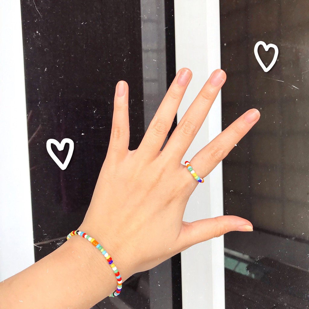 Vòng Tay Hạt cườm handmade Cheap moment  Chanyeol Baekhyun Vòng tay hạt nhựa dây cước co giãn nhiều màu