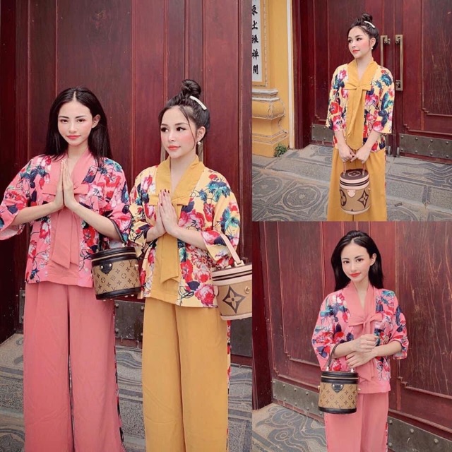 bộ đi chùa nơ hoa cực xinh bomshop888 | BigBuy360 - bigbuy360.vn