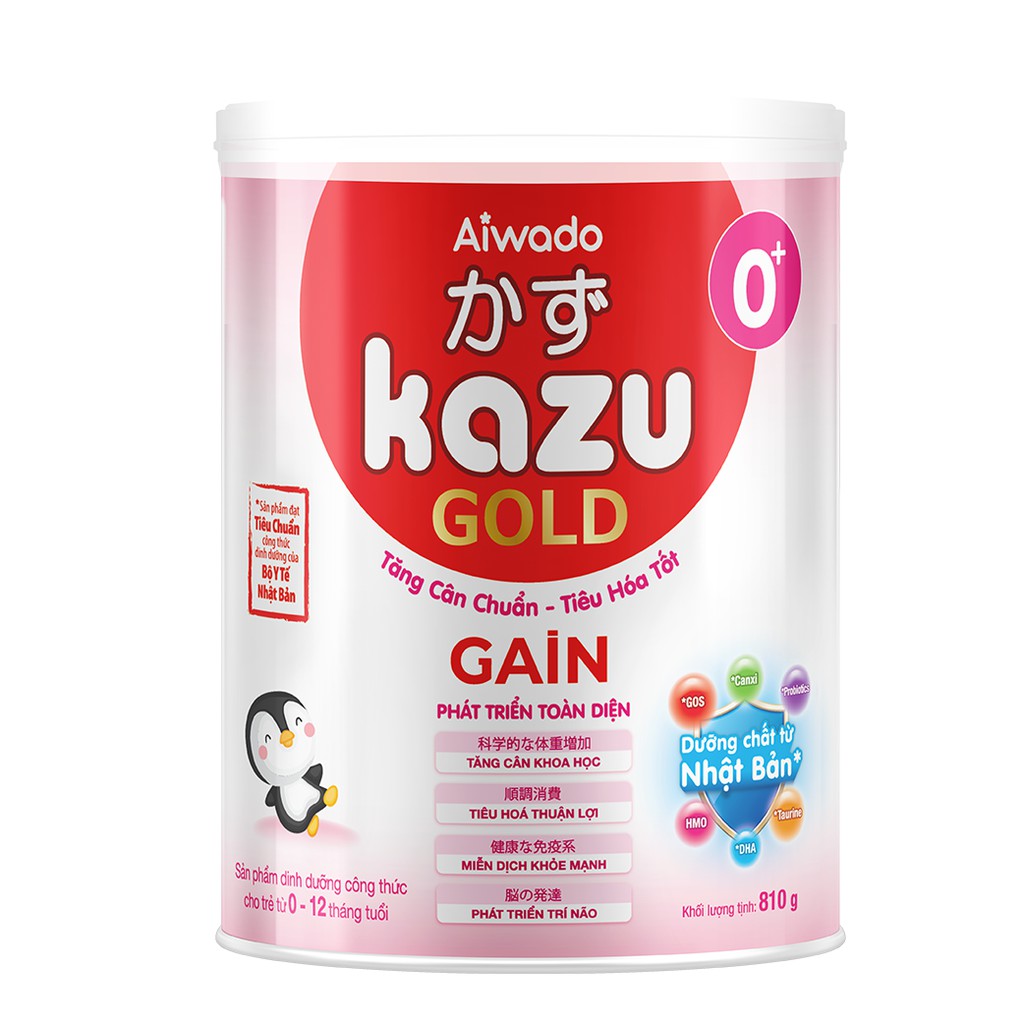 Sữa bột Aiwado Kazu Gain Gold 0+ lon 810gram