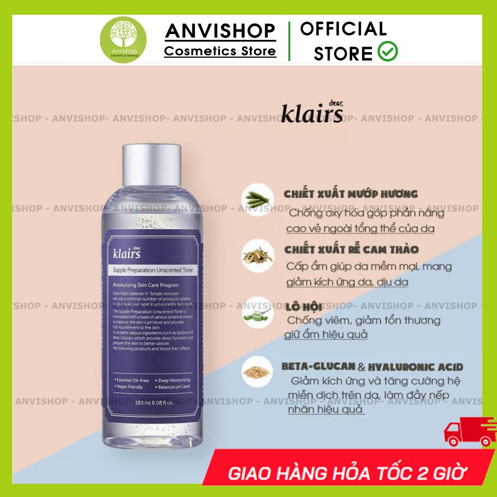 Nước hoa hồng Klairs Supple Preparation Facial Toner