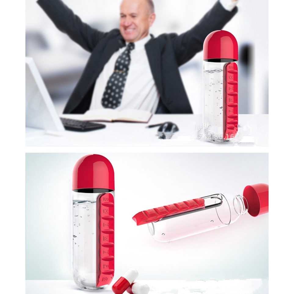 Bình nhựa có ngăn đựng thuốc tiện dụng | BigBuy360 - bigbuy360.vn