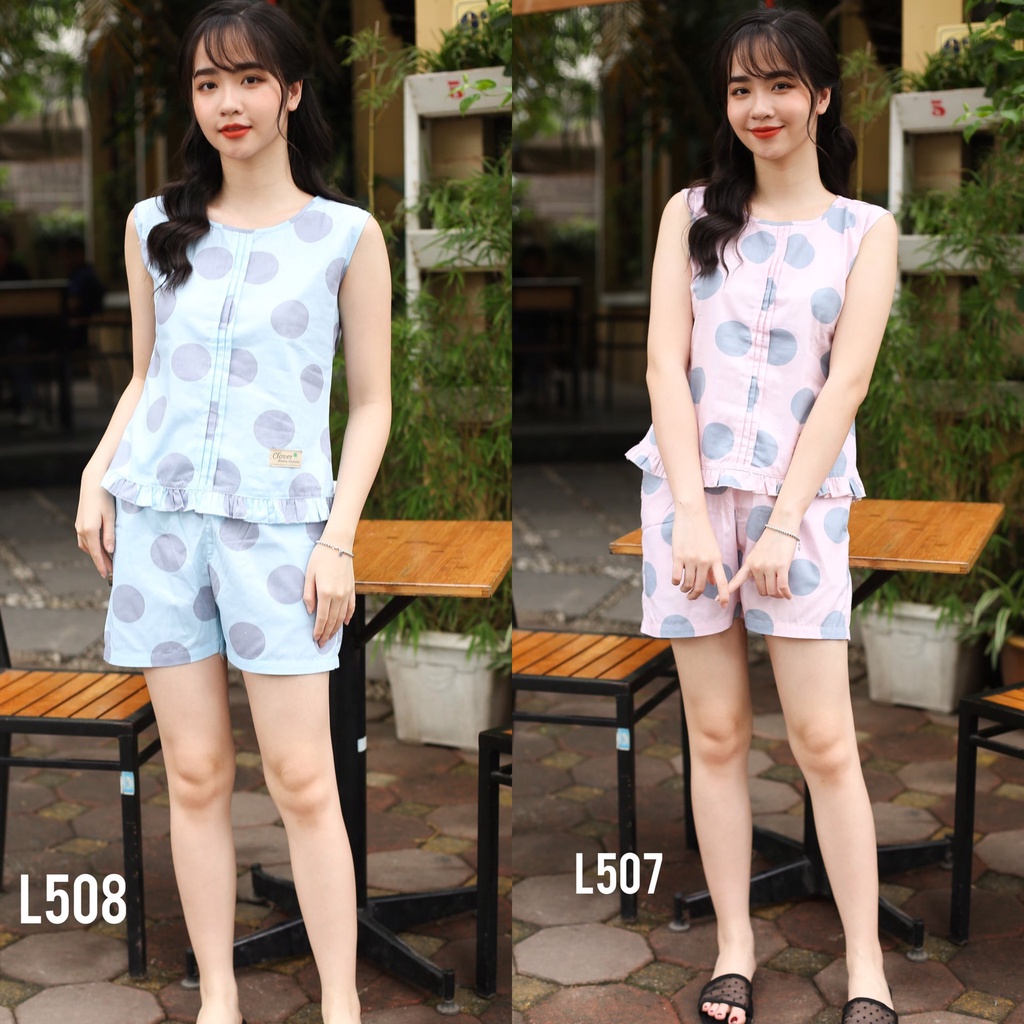 Quần áo mặc nhà nữ,bộ đùi bi hồng,bi xanh xinh xắn dễ  thương giá sale chỉ 99k