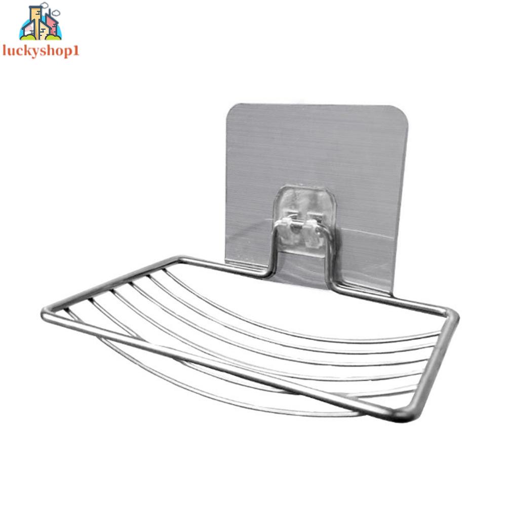 Giá xà phòng treo tường bằng thép không gỉ 13 * 9cm Một lớp đục lỗ thoát nước Hộp xà phòng Phòng tắm Treo tường Kệ đựng xà phòng