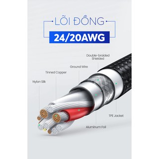 Cáp sạc Lightning MFI UGREEN US155 cho iPad / iPod / iPhone dài 0.5m 1m 2m