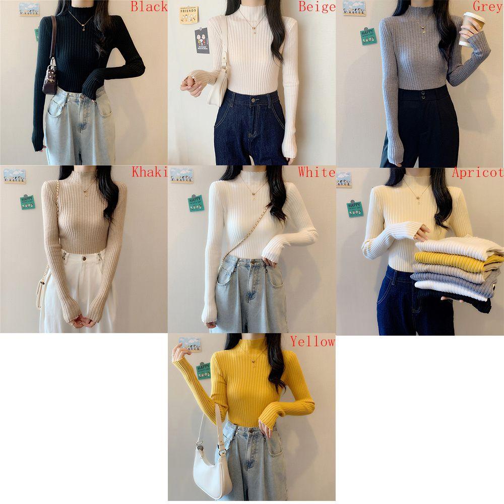Áo Sweater Dệt Kim Tay Dài Giữ Ấm Thời Trang Cho Nữ