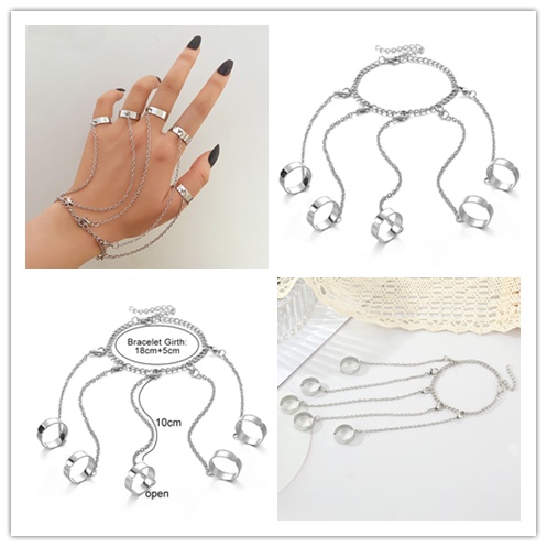 Bộ Nhẫn Đeo Tay Mạ Bạc Đính Đá Thời Trang Cho Nữ