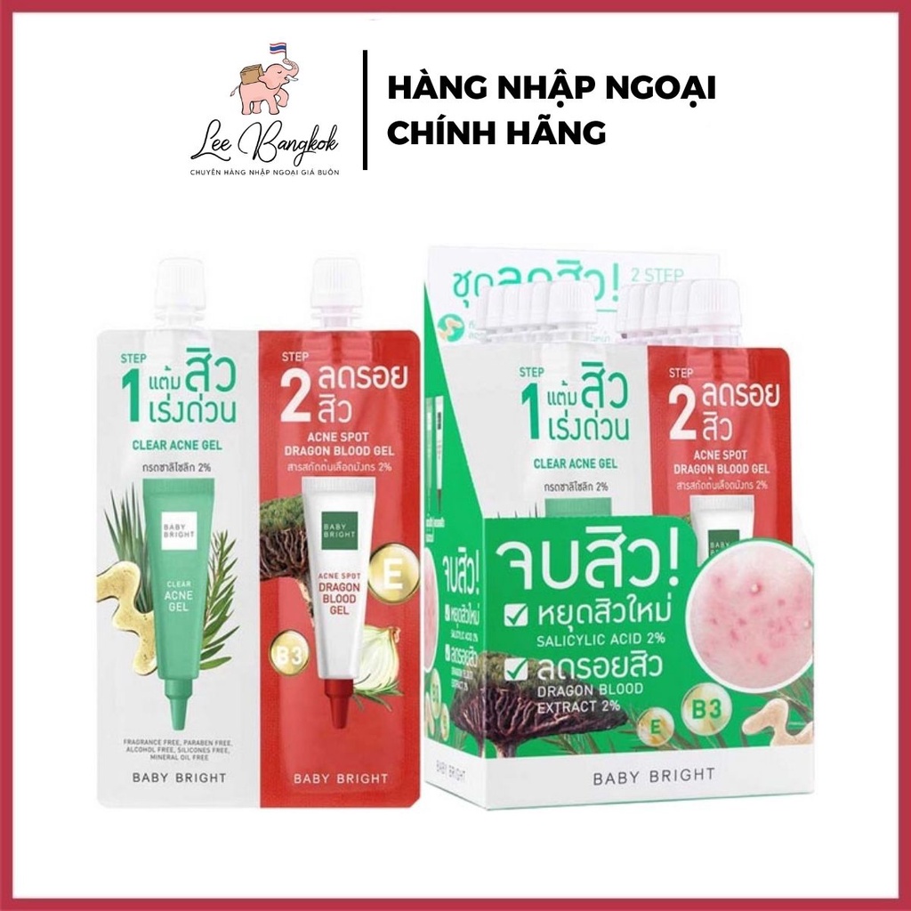 Set Loại Bỏ Mụn Cấp Tốc 2 In 1 Clear & Treat Acne Set Baby Brigh Thái Lan