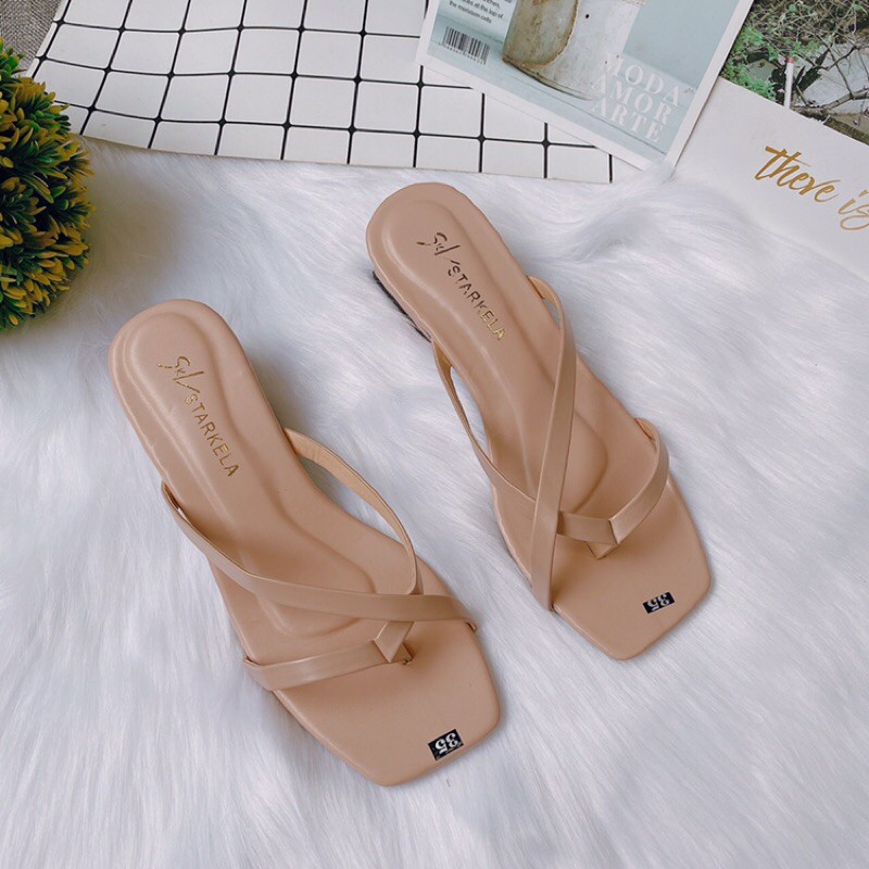 [Ảnh thật+Video] Guốc quai mảnh xỏ ngón quai chéo gót vuông 4p hàng hot