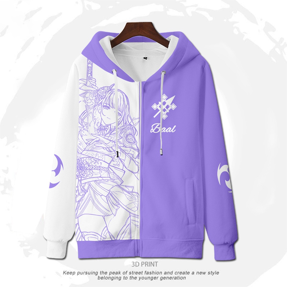 Yuanshen General Thunderbolt cos Anime Áo Nỉ Hai Chiều Ấn Tượng Cho Nam