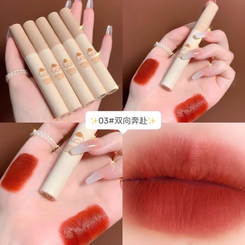 Set 5 Son Kem Lì Vongee Hạt Dẻ Vỏ Nâu Xinh Xắn