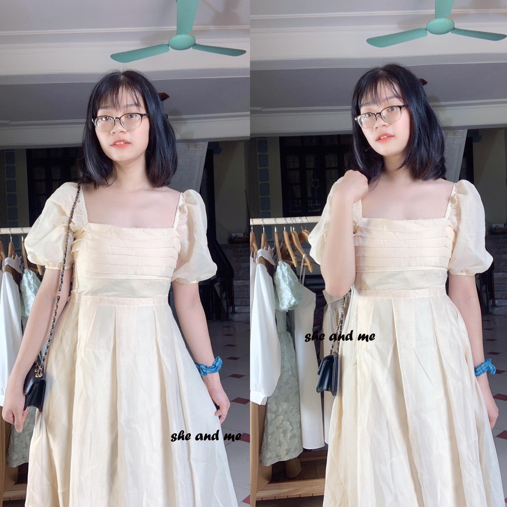 (Ảnh thật/Video) Lily Dress_Đầm Nữ Váy Nữ Voan Tơ Bo Nhún Ngực Tay Bồng Hàng Quảng Châu Siêu Đẹp (ảnh thật ở cuối) | BigBuy360 - bigbuy360.vn