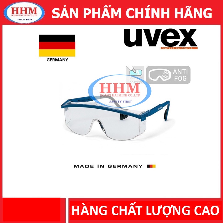 Kính bảo hộ cao cấp Uvex 9168-265 - màu trắng, gọng xanh - Made in Germany
