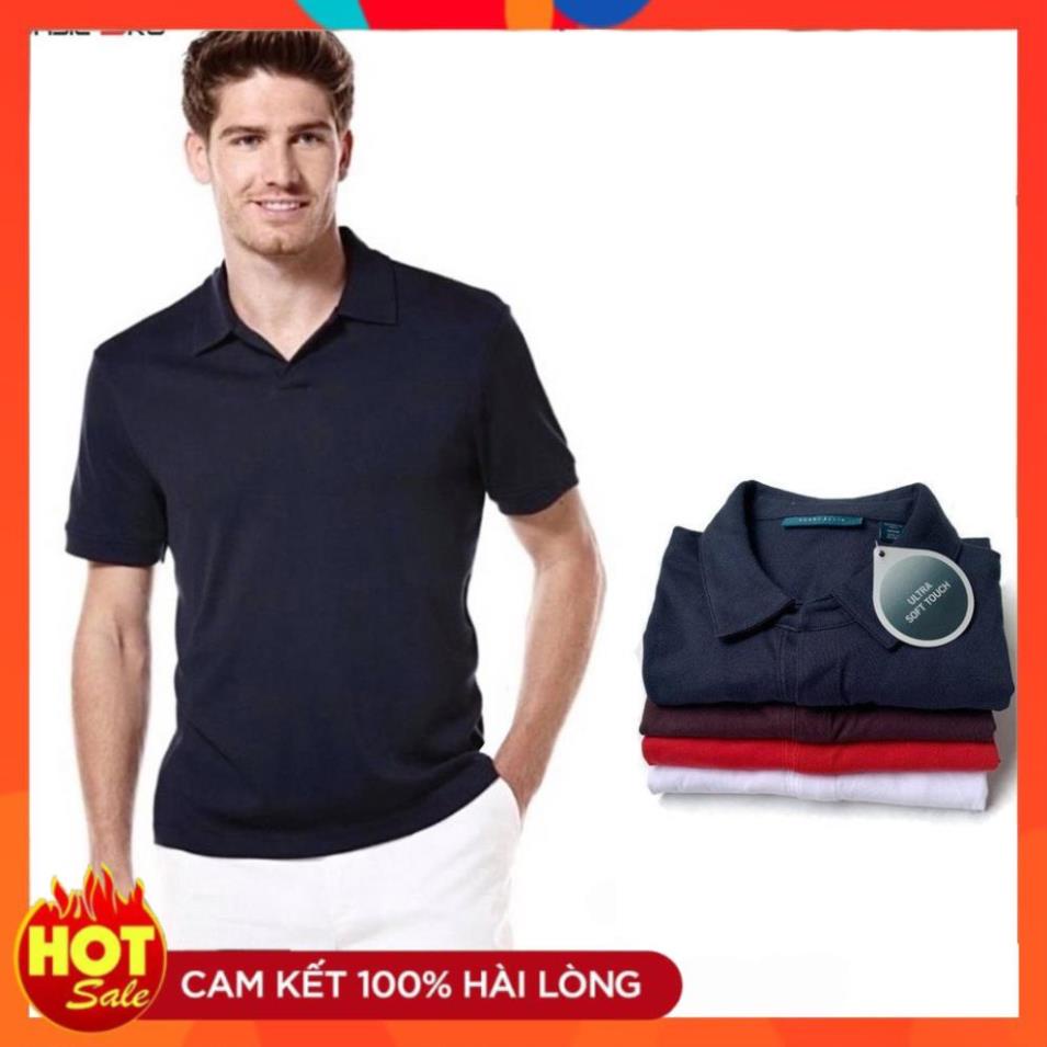 Áo Polo nam ☘FREESHIP☘ Áo thun Perry Ellis trơn ngắn tay có cổ vải cotton co giãn chính hãng xuất xịn *