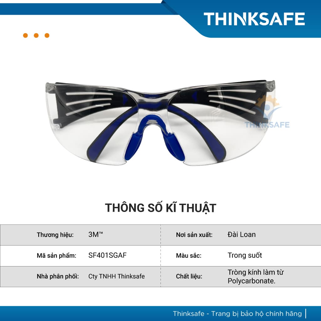 Kính bảo hộ 3M SF401SGAF thiết kế thời trang, chống bụi đi đường, chống tia UV