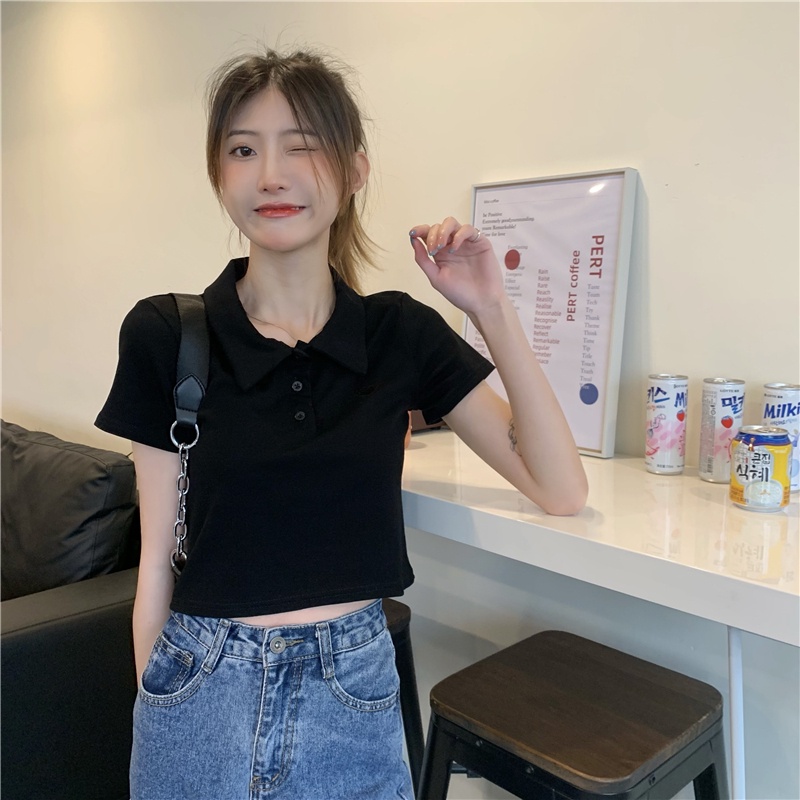 Áo Croptop Polo Hồng Đậm Amellia Nữ  Cổ Vải Cotton Co Giãn Thoáng Mát Croptop ngắn tay thun đẹp ( APL02 )