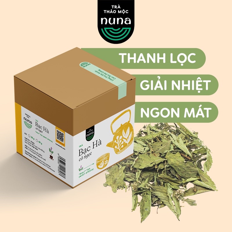 Trà Bạc Hà - Cỏ Ngọt Mộc Thanh Trà hộp 20G, vị ngọt dịu, the mát, hỗ trợ giảm căng thẳng, hiệu quả kháng khuẩn cao