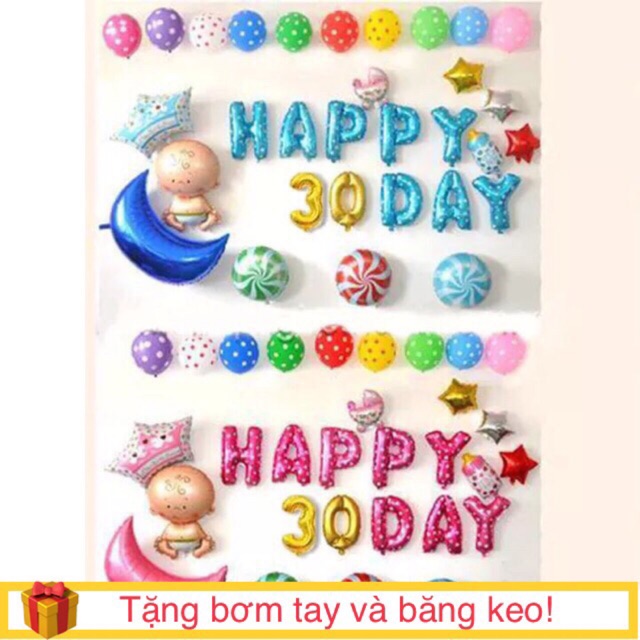 Set bóng trang trí đầy tháng cho bé