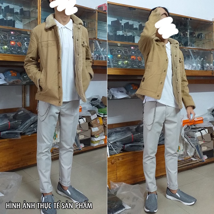 Áo khoác nam kaki nhung mềm lót lông dày mặc ấm - AK2006