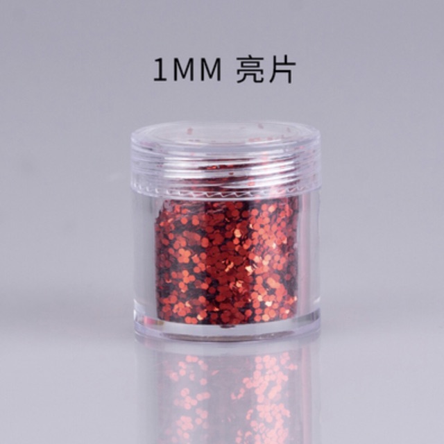 Hũ 10gr kim tuyến 1mm, trang trí nail, resin, ốp điện thoại