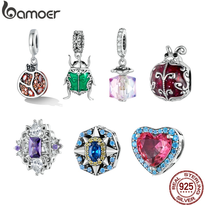 Mặt dây Bamoer bằng bạc 925 nhiều kiểu tùy chọn thời trang DIY