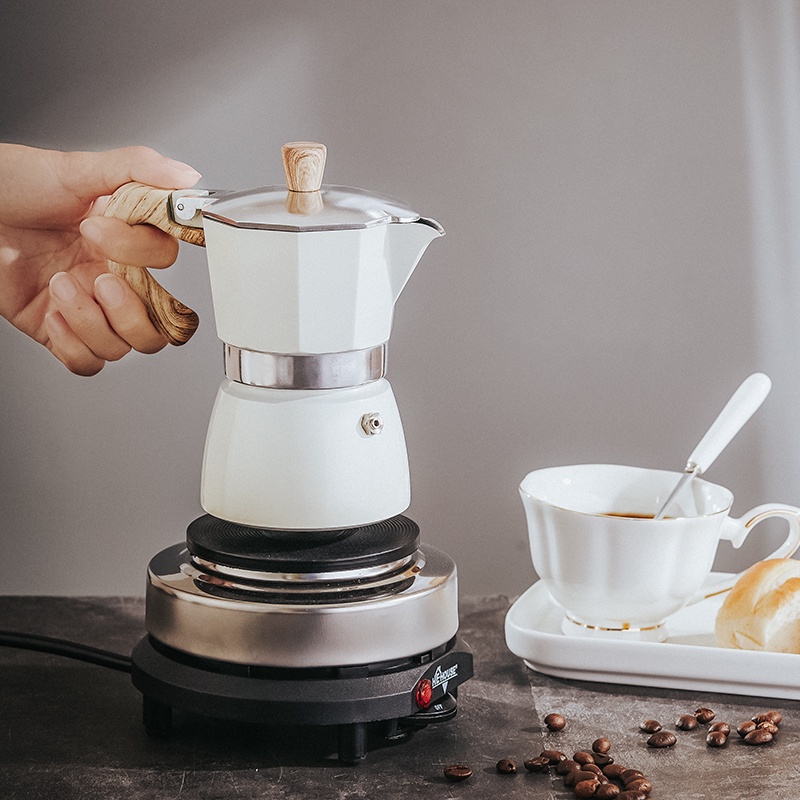 Bình Oneisall Moka chất liệu nhôm pha cà phê espresso dung tích thích hợp cho gia đình/văn phòng/cắm trại 150/300ml