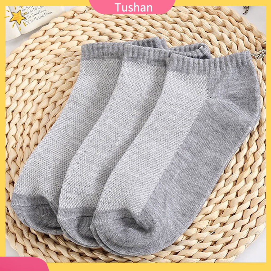 Vớ thuyền cổ thấp thể thao chống trượt phối lưới thoáng khí màu trơn cho unisex