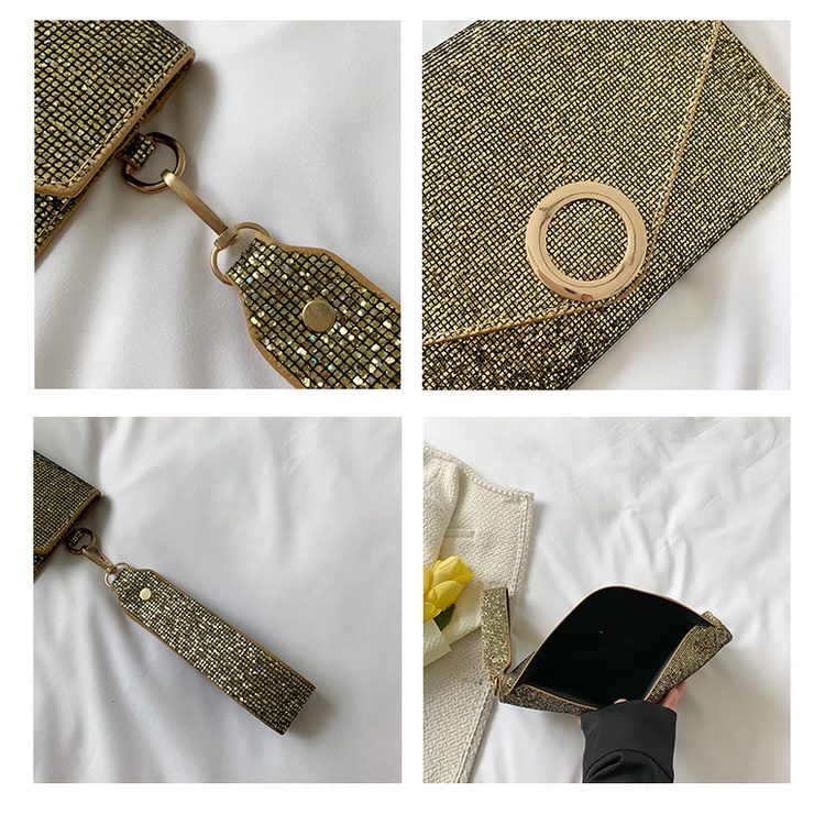 Túi Xách Cầm Tay Đính Kim Sa Thời Trang Hàn Quốc 2022 Cho Nữ