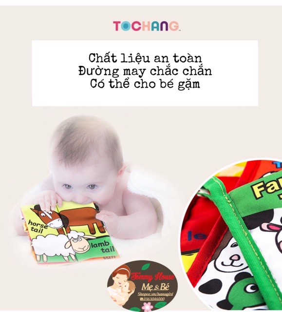Sách vải đuôi 3D 12 chủ đề Tochang cho bé khám phá thế giới