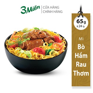 Mì 3 Miền Bò Hầm Rau Thơm 65G thùng 24 ly