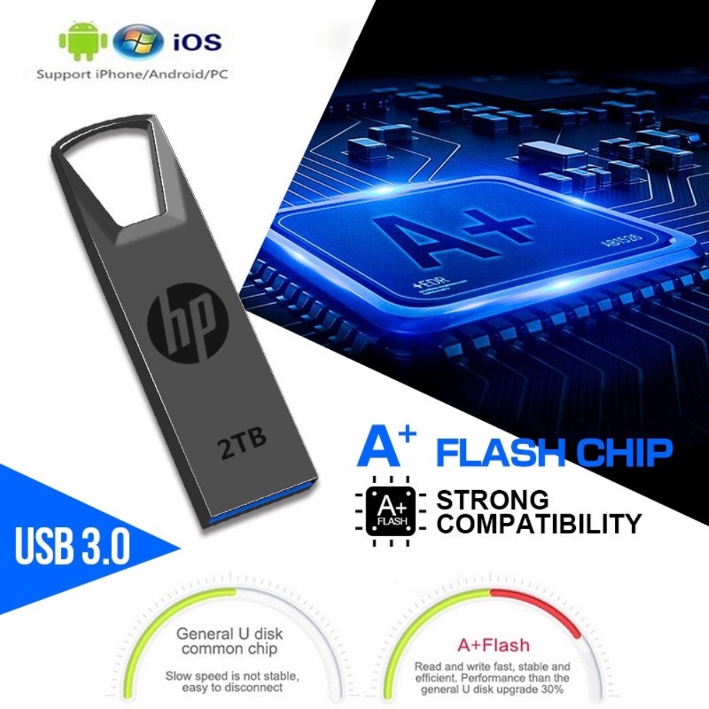 HP U Đĩa 2TB USB3.0 Memory Stick Kim Loại Ổ Đĩa Flash PC Máy Tính Xách Tay Truyền Dẫn Tốc Độ Cao Thiết Kế Kim Loại Cơ Thể U Đĩa 2TB