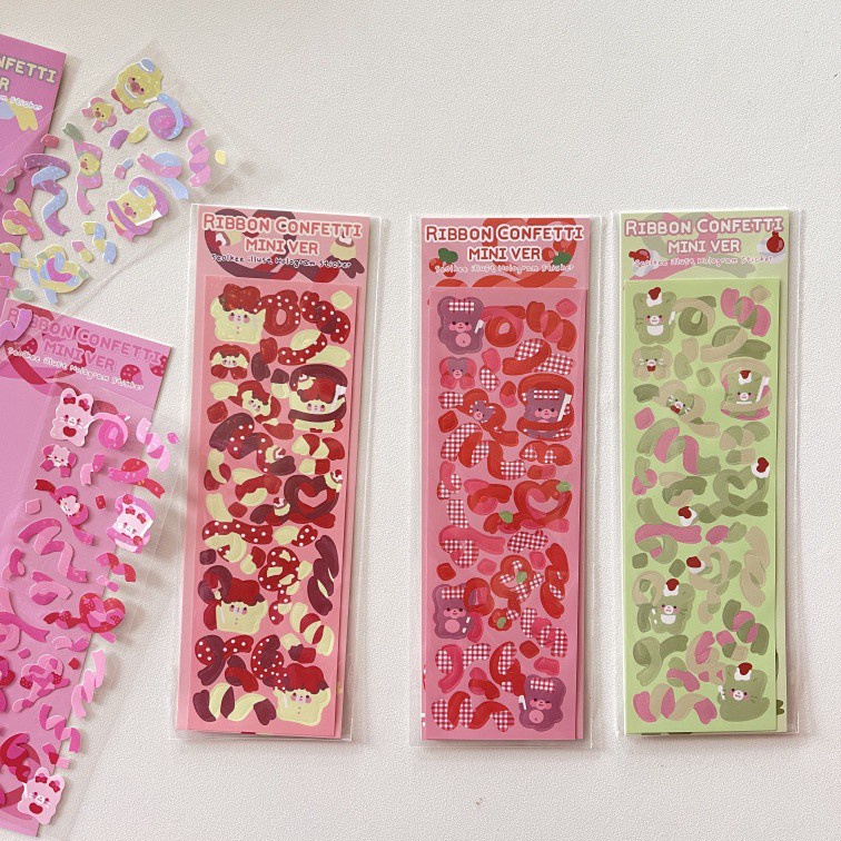 GaLiCiCi Sticker vật liệu trang trí máy tính / nhãn dán nổi ba chiều / nhãn dán gấu ruy băng