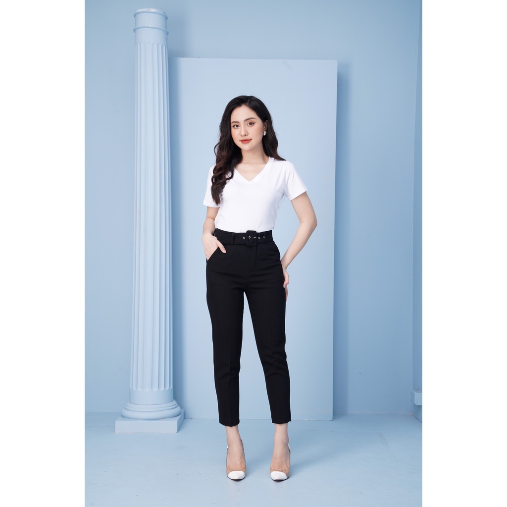 Quần baggy nữ cleenashop cạp cao kèm đai hàng vnxk chất vitex hàn phù hợp đi học đi chơi đi làm