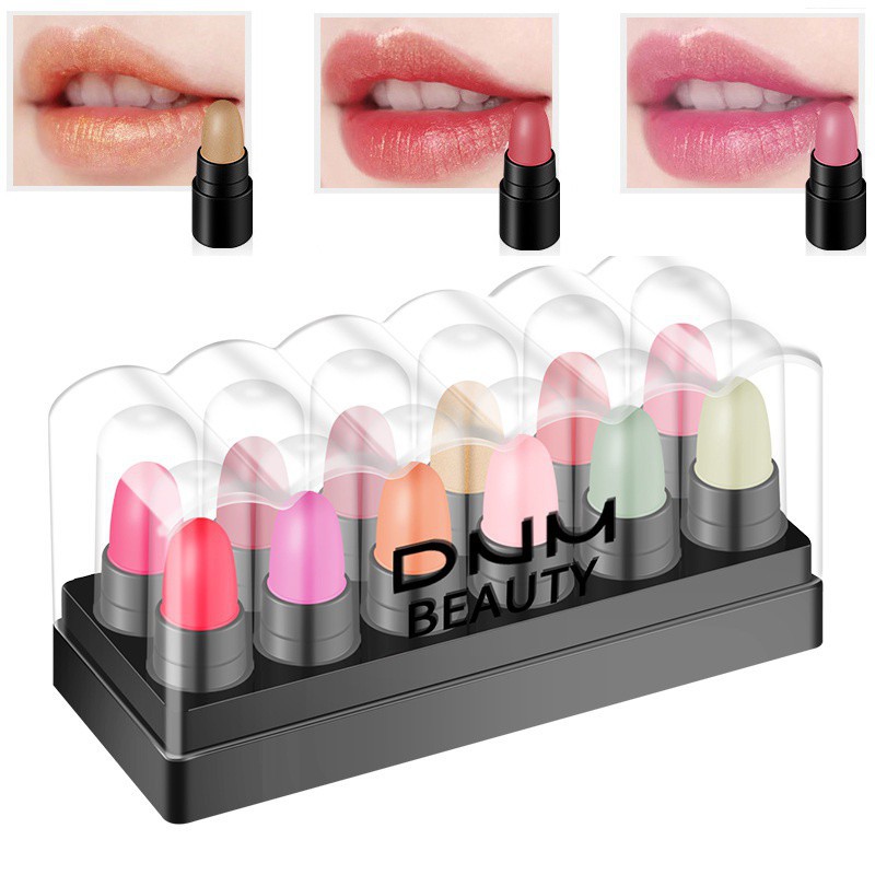 Bộ 12 son thỏi mini DNM màu son mịn mượt khi lên môi