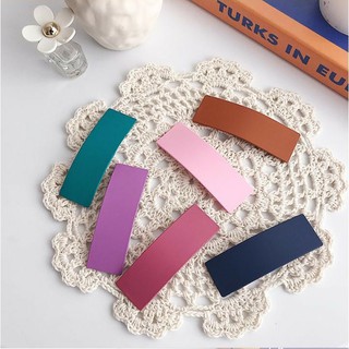 Lẻ 1 cái | KẸP CHỮ NHẬT MÀU TRƠN MỊN STYLE VINTAGE SHOP KISS PLAZA