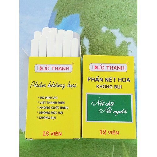 Phấn Trắng Viết Bảng Không Bụi Nét Hoa Đức Thanh ̣Vàng (12 viên/hộp)