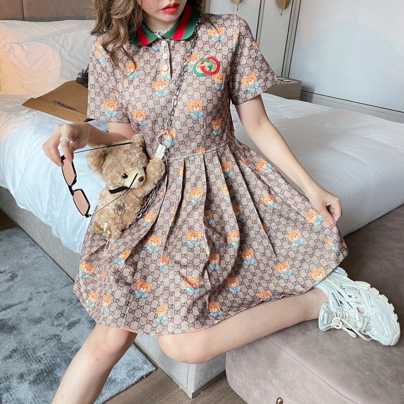 Đầm polo , đầm dáng xòe thời trang cao cấp Gucci GG G