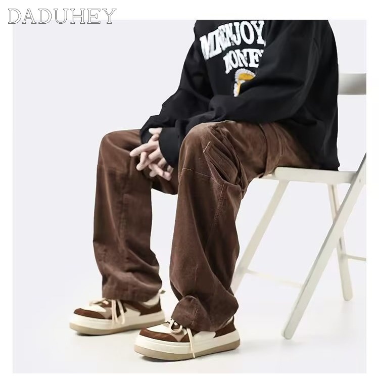DaDuHey Men's and Women's 2022 Autumn Fashion Brand Straight Cargo Pants Korean Style Trendy Functional Loose Casual Pants