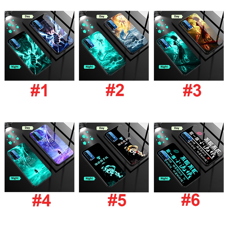 Anime Naruto Sasuke Ốp điện thoại cứng họa tiết hoạt hình dạ quang cho Xiaomi Redmi 9T 9A Poco M3 Redmi K40 Gaming Poco F3 Redmi K40 K40 Pro Poco M3 Pro 5G Poco X3 GT Fashion Tempered Glass Cases Covers Glow in the Dark
