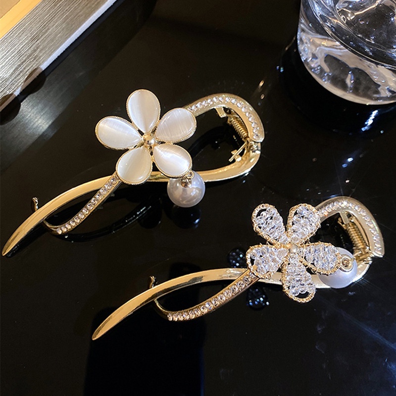 Kẹp Tóc Hình Hoa Đính Đá Opal Phong Cách Hàn Quốc Cho Nữ