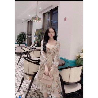 Váy voan hoa tay phồng cao cấp Bin2312 -Bin2312