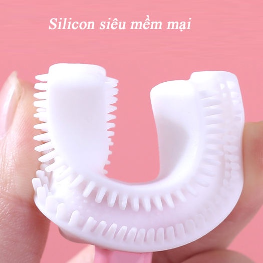 Bàn chải đánh răng cho bé chữ U bằng silicon mềm mại chịu được lực cắn cho bé từ 2 đến 12 tuổi
