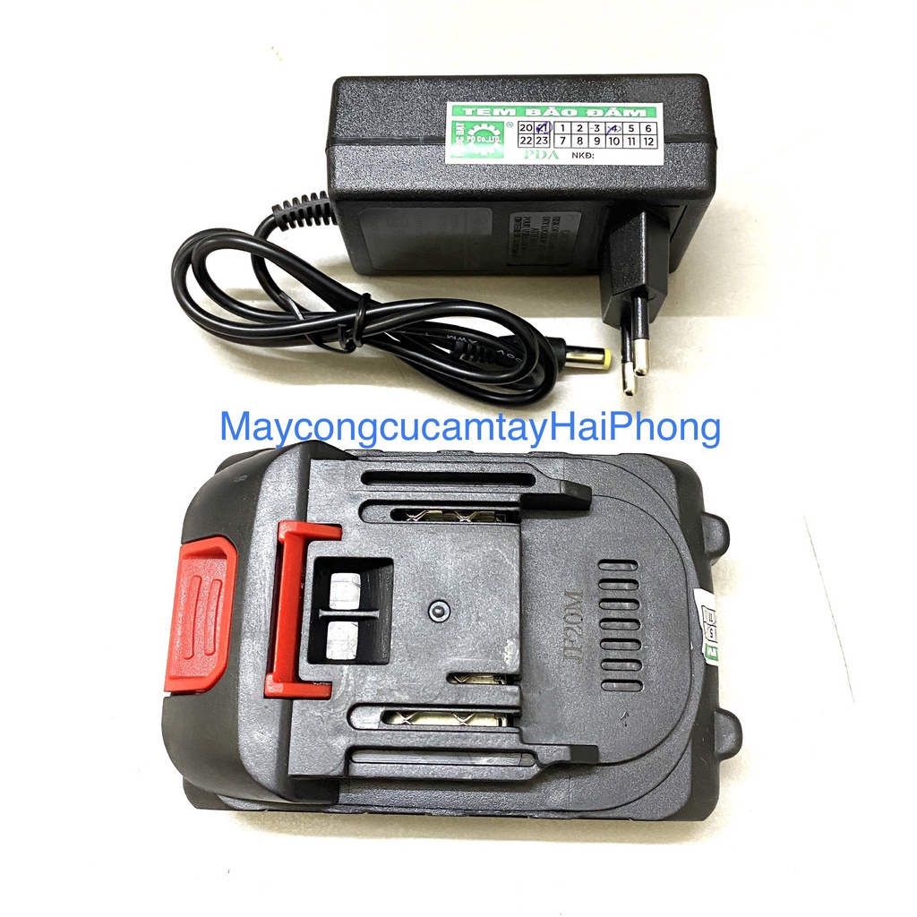 SẠC VÀ PIN 5 CELL / 18V~21V  CHO MÁY :KHOAN,MÀI,CƯA ... KHOẢNG CÁCH 2 CỰC PIN ~39MM