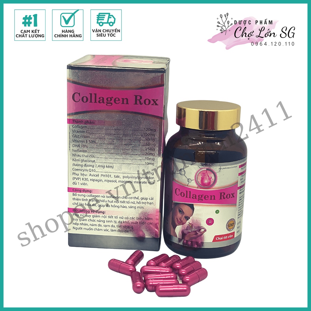 Viên uống COLLAGEN ROX làm đẹp da chống lão hóa, cải thiện nếp nhăn - Hộp 60v