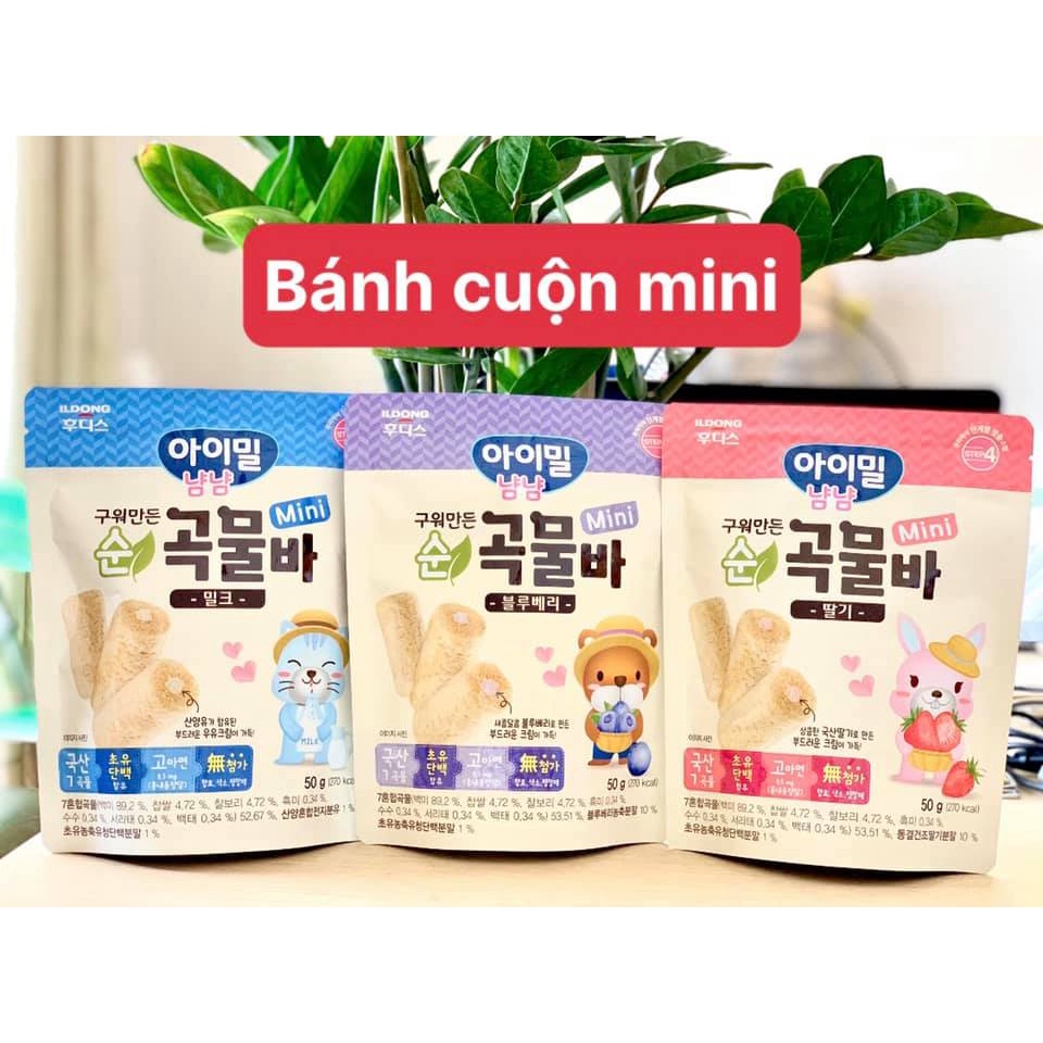 Bánh Cuộn Ngũ Cốc Mini Nhân Kem Ildong Hàn Quốc Cho Bé Ăn Dặm Bổ Sung Canxi Thơm Ngon Bổ Dưỡng