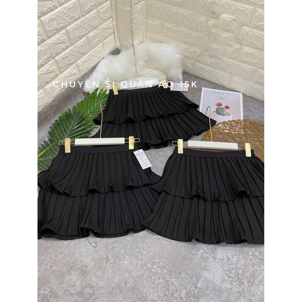 chân váy 2 tầng dập ly 2 tầng xinh xắn mẫu xinh dễ mix đồ