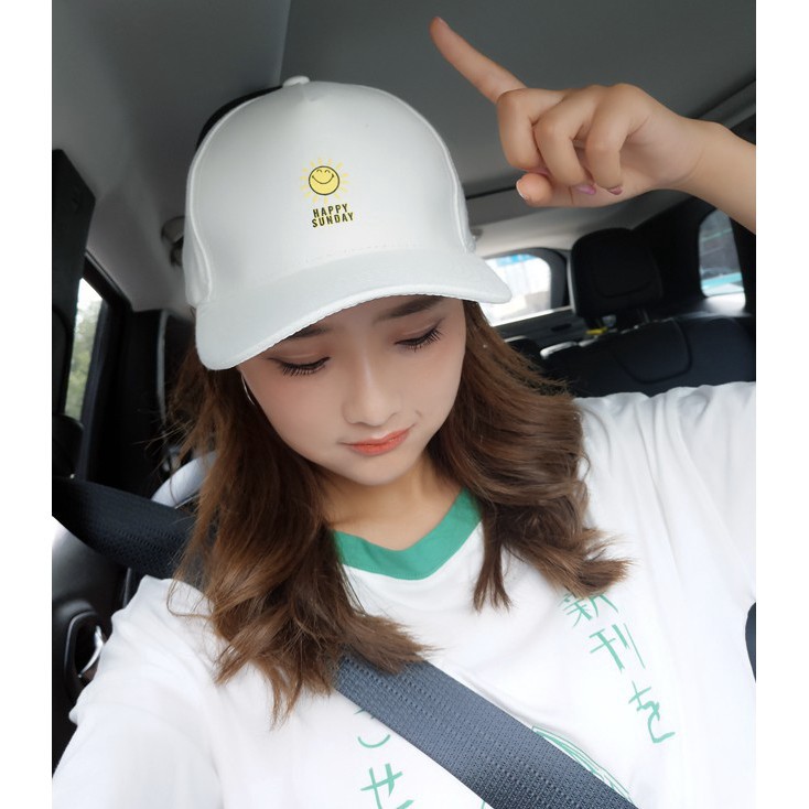 Mũ lưỡi trai in chữ và hình mặt trời cá tính phong cách Hàn Quốc