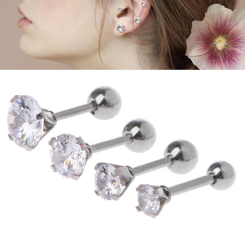 Bông Tai Đính Đá Màu Bạc Đơn Giản Dễ Thương